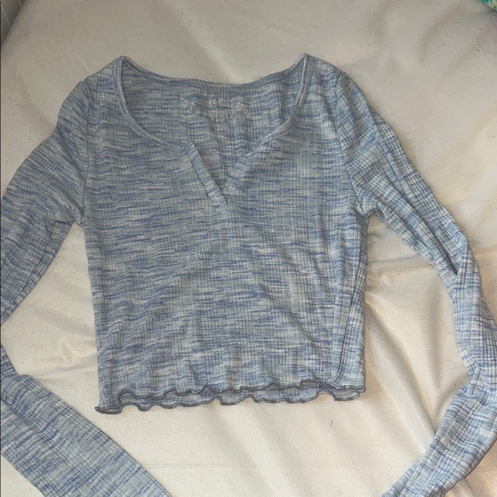 Blue Multicolored Ribbed Long Sleeve from Aeropostale.